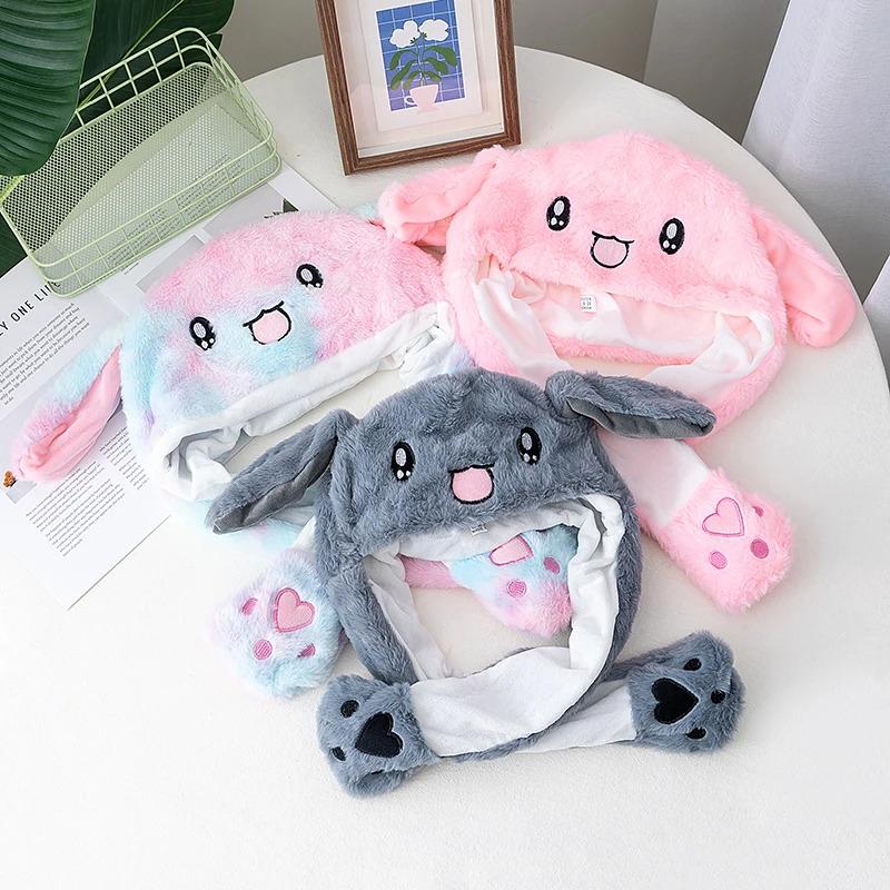 New Style Cute Ear Moving Up Cap Women Girls Funny Hat Rabbits Style Ears Plush Winter Lovely Hat ﻿