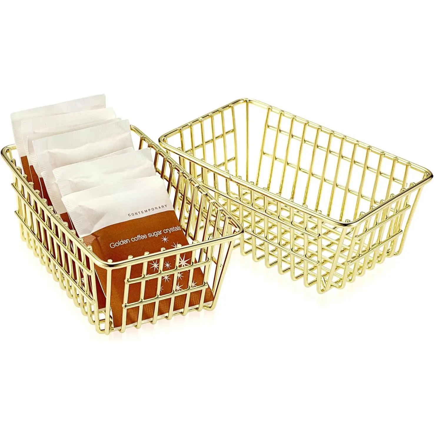 2 Pack Sugar Packet Holder, Stackable Metal Sugar Basket for Restaurant,  Bag Organizer,  Small Condiments Packet Holder Sugar  Dispenser for Countertop Coffee Bar