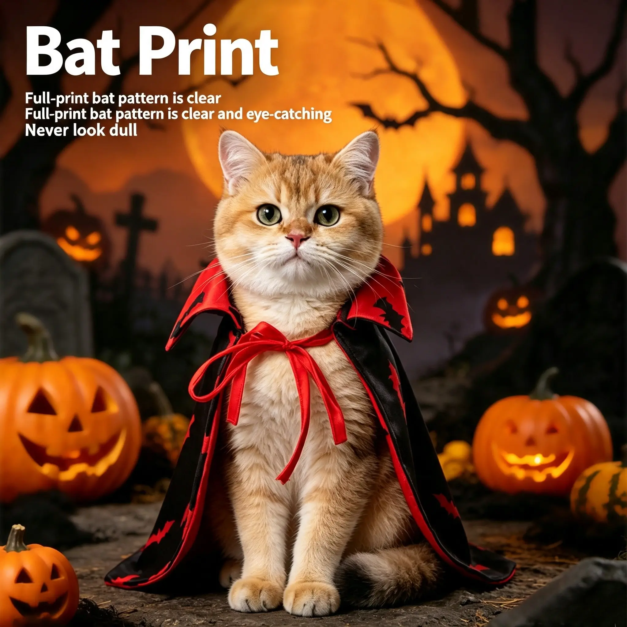 Halloween Pet Costume, Cat Dog Clothes, Bat Cape, Reversible, Comfortable Animal, Perfect Gift for Pets, Festive Pet Apparel