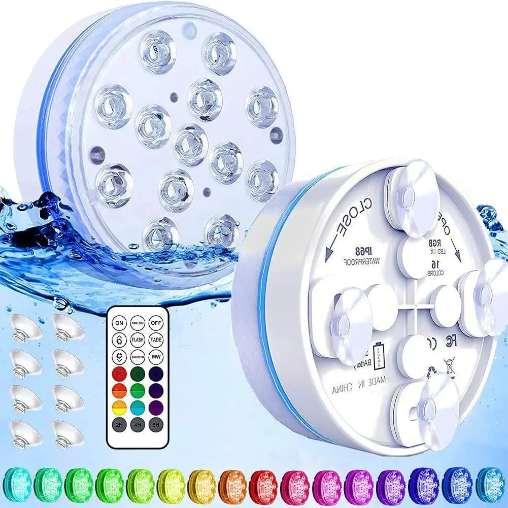 13-LED Submersible Light, 16 Colors Remote Control Aquarium Lamp, Magnetic Base Waterproof Outdoor Pond Decor, Bath, Garden, Pool, Spa, Halloween, Aquarium Lights, Lighting Aquarium