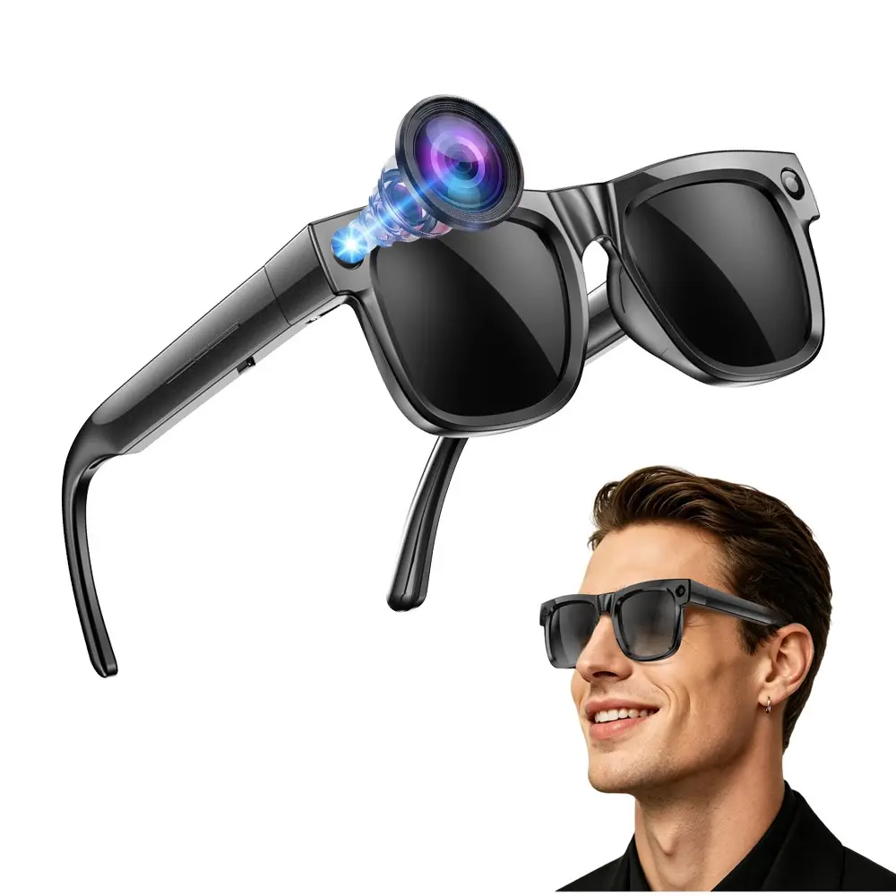 AI Smart Glasses, Multifunctional Smart Glasses, Wearable Smart Glasses with 8MP Camera, 30FPS Anti-Shake Video Recording, 4GB Memory Build-in, 290Mah Battery, UV400 Lenses, AI Real Time Translation, Bluetooth Calling, Build-in Mic & Speakers, HiFi Audio