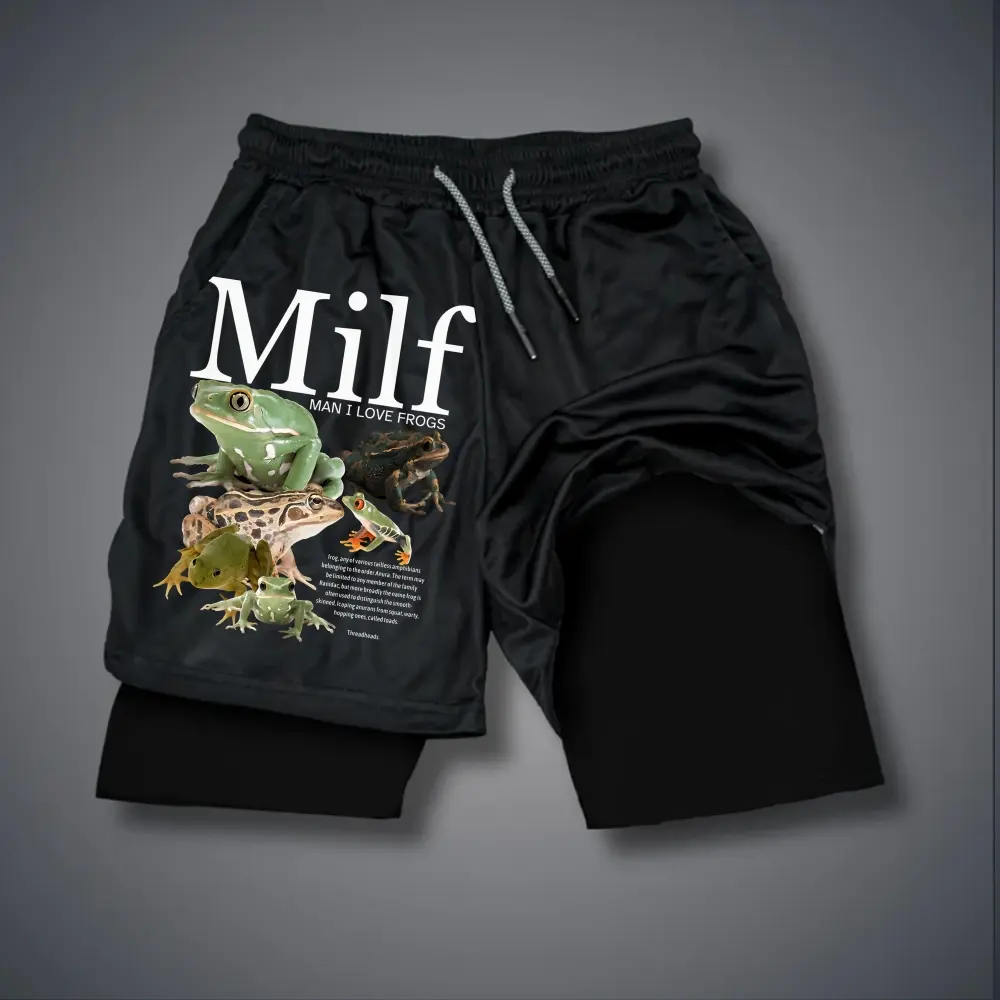 Double-Layer Sports Shorts Graphic Shorts Black Shorts Camo Shorts Streetwear Shorts Men Outfits Men Short Shorts Vacation Outfits Shorts