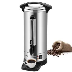 VEVOR Commercial Coffee Urn, 110 Cups Stainless Steel Large Coffee Dispenser, 1500W 110V Electric Coffee Maker Urn For Quick Brewing, Hot Water Urn with Detachable Power Cord for Easy Cleaning, Silve