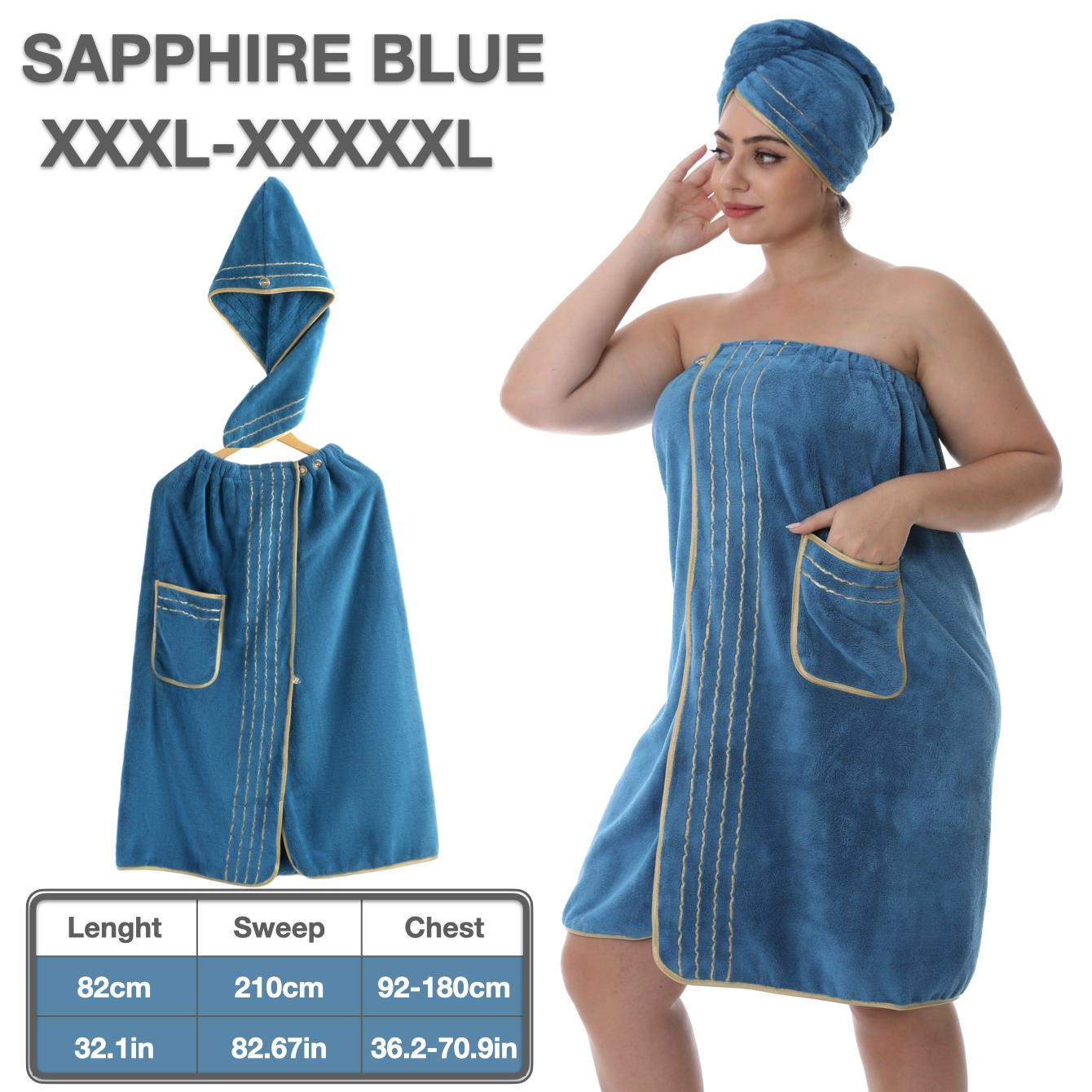 2pcs Luxury Coral Velvet bath towel wrap Set - Premium Bath Towels 300GSM Embroidered Bath Wrap & Shower Cap (M-XXXXL), Ultra Soft & Quick-Dry with Modest Coverage Design - Hotel Grade for Women's Home & Travel Essentials