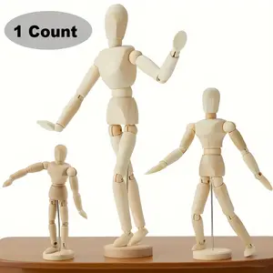 1 Count Artist Mannequin Decoration, Wooden Manikin with Stand, Flexible Body Joints DIY Styling Decorative Mannequin Ornament for Home/Office/Desk/Table Top Decoration/Sketching/Drawing/Painting(5.5in/8in/12in)