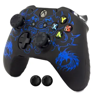 Controller Skin for Xbox-One, BRHE Anti-Slip Silicone Cover Protector Case Game Console Accessories Set for Microsoft Xbox 1 Wireless/Wired Gamepad Joystick with 2 Thumb Grips Caps father's day gift