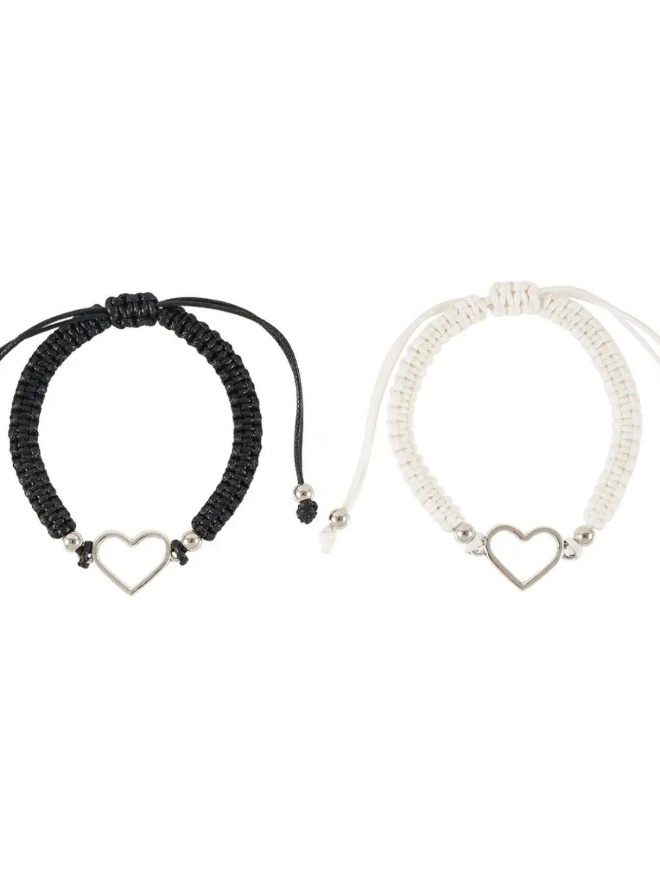 Minimalist Luxury Couple Bracelets, Hollow Heart Design, Braided Wristbands, Perfect for Daily Wear and Gifting, Set of 2 Pieces
