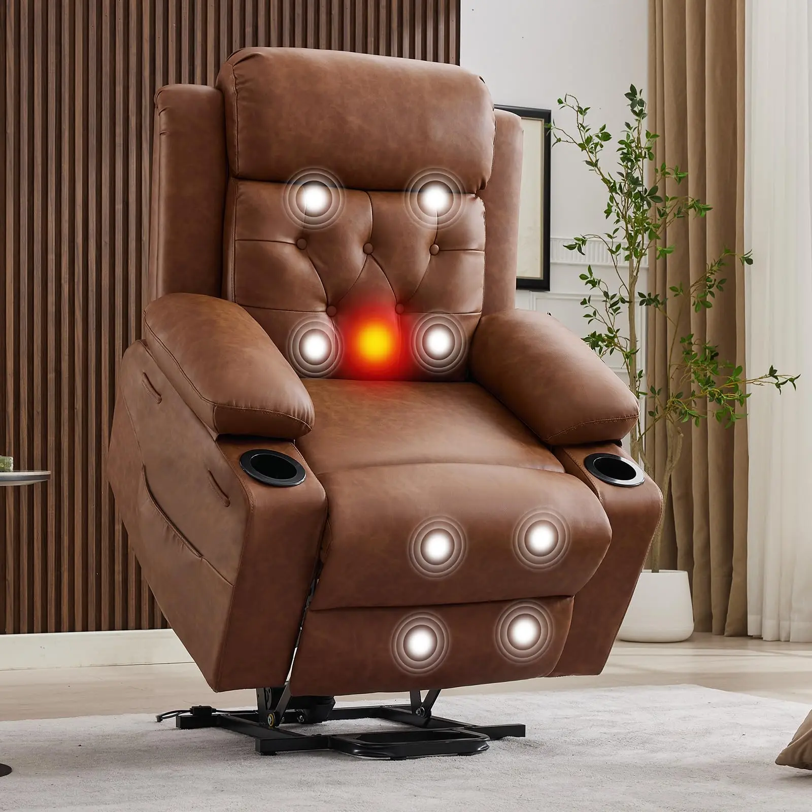 GAOMON Oversized Electric Power Lift Recliner Chair with Adjustable Heat and Massage, Lumbar Support, and USB Ports, Designed for Comfort and Accessibility for Big and Tall Users