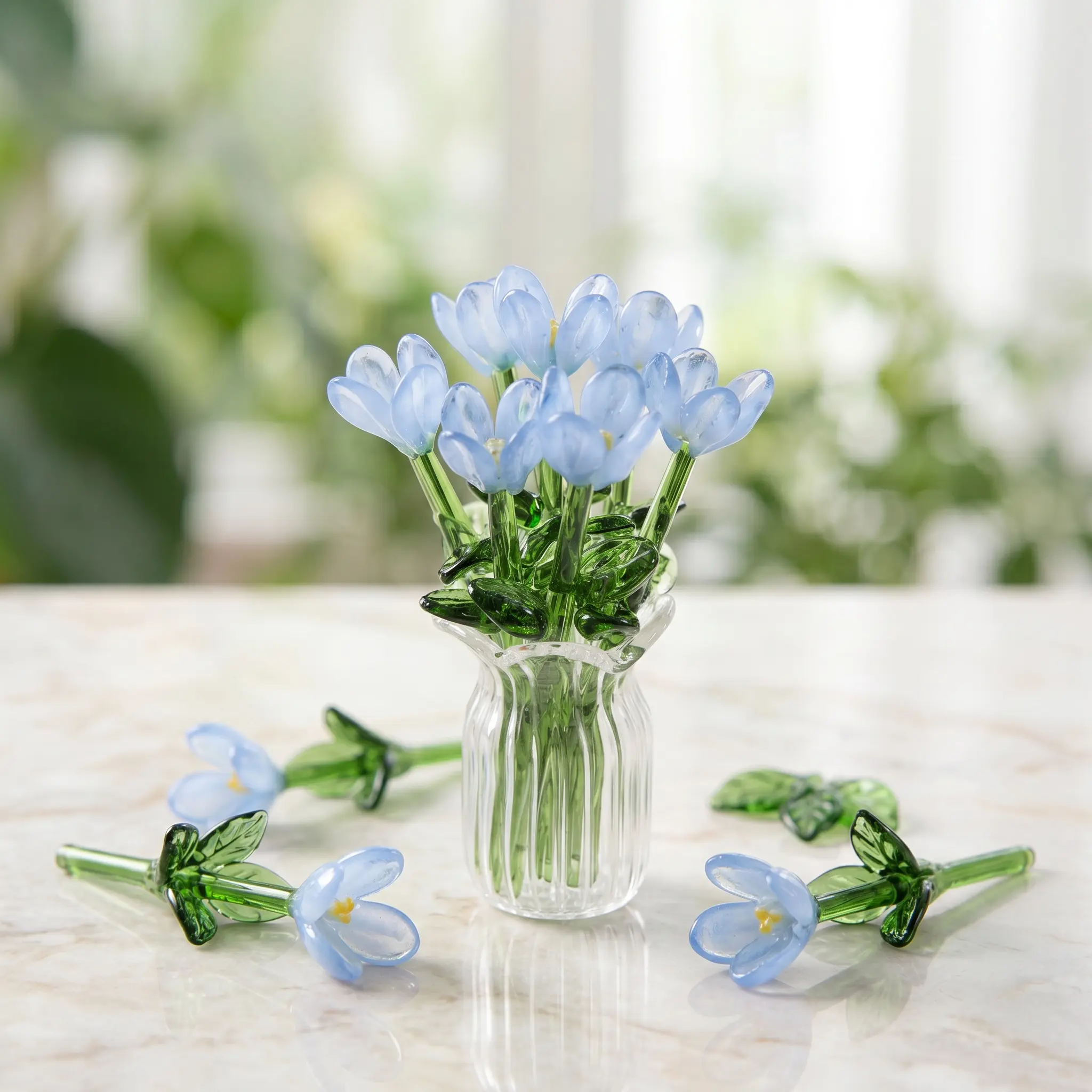 Handmade Crystal Flowers, DIY Faux Flower Arrangement Bouquet, Faux Floral Decor, Whimsical Room Decorations, Gifts for Women Wife Girlfriend Daughter-YY1