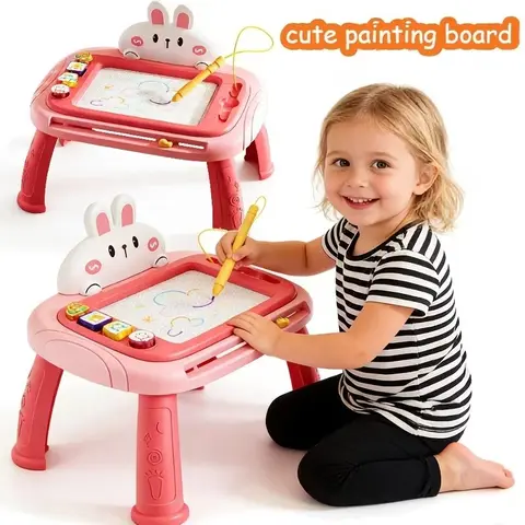 Kids Magnetic Art Craft Drawing Board with Detachable Table Legs, Reusable Color Doodle Board for Fine Motor Skills, Portable Travel Toy for Home, Classroom and Outdoor Play, Easter Gift for Boys and Girls
