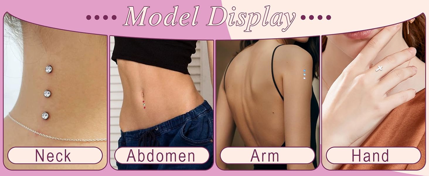 Surgical Steel Dermal Piercing Jewelry Tops for Women Men Cubic Zirconia Micro Dermal Anchor Tops Base Dermal Piercing 3-20Pcs Dermal Piercing Kit Hypoallergenic