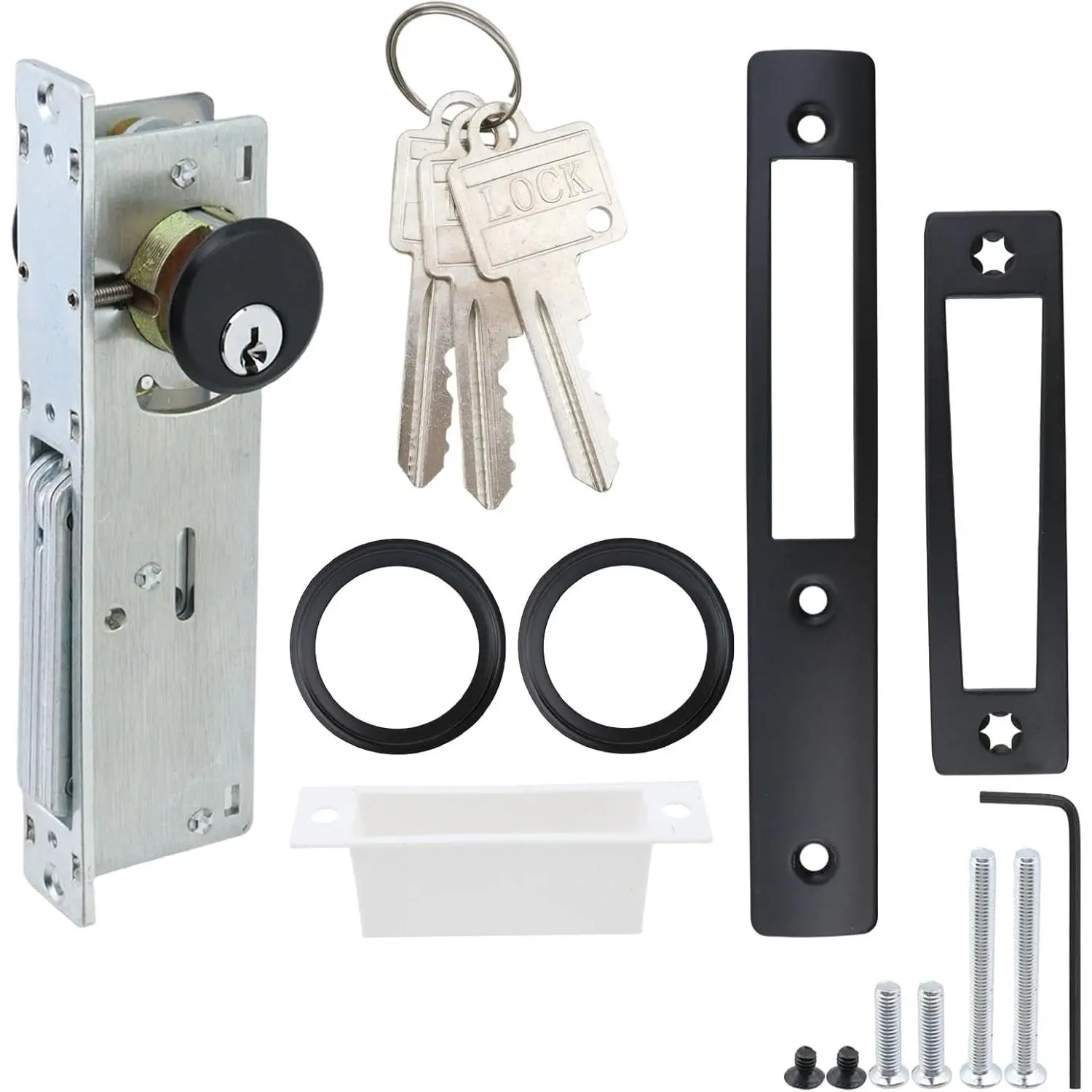 1-1/8" Backset Storefront Commercial Mortise Door Lock, Double Brass Cylinder Deadbolt with Brass Keys for Sliding Aluminum Shop Doors