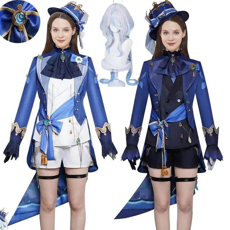 Furina Cosplay Costume Furina de Fontaine Focalors Cospaly Outfits with Hat For Anime Comic Con