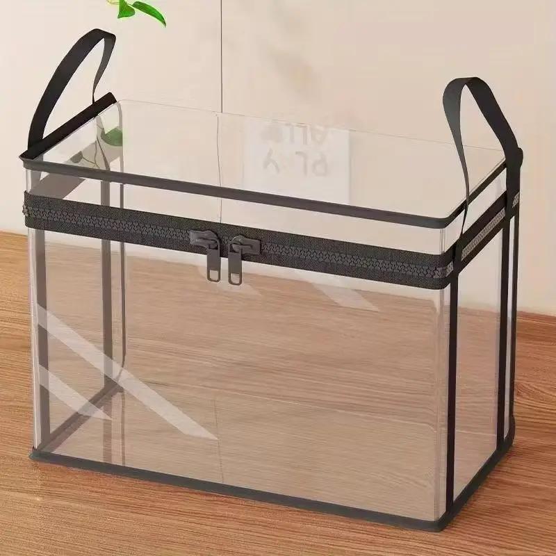 [ Free Shipping ]Large Clear Thick Plastic Storage Box with Hinged Lid, Heavy-Duty Durable High Capacity Organizer, Perfect for Home, Camping, Travel, Attic and Moving