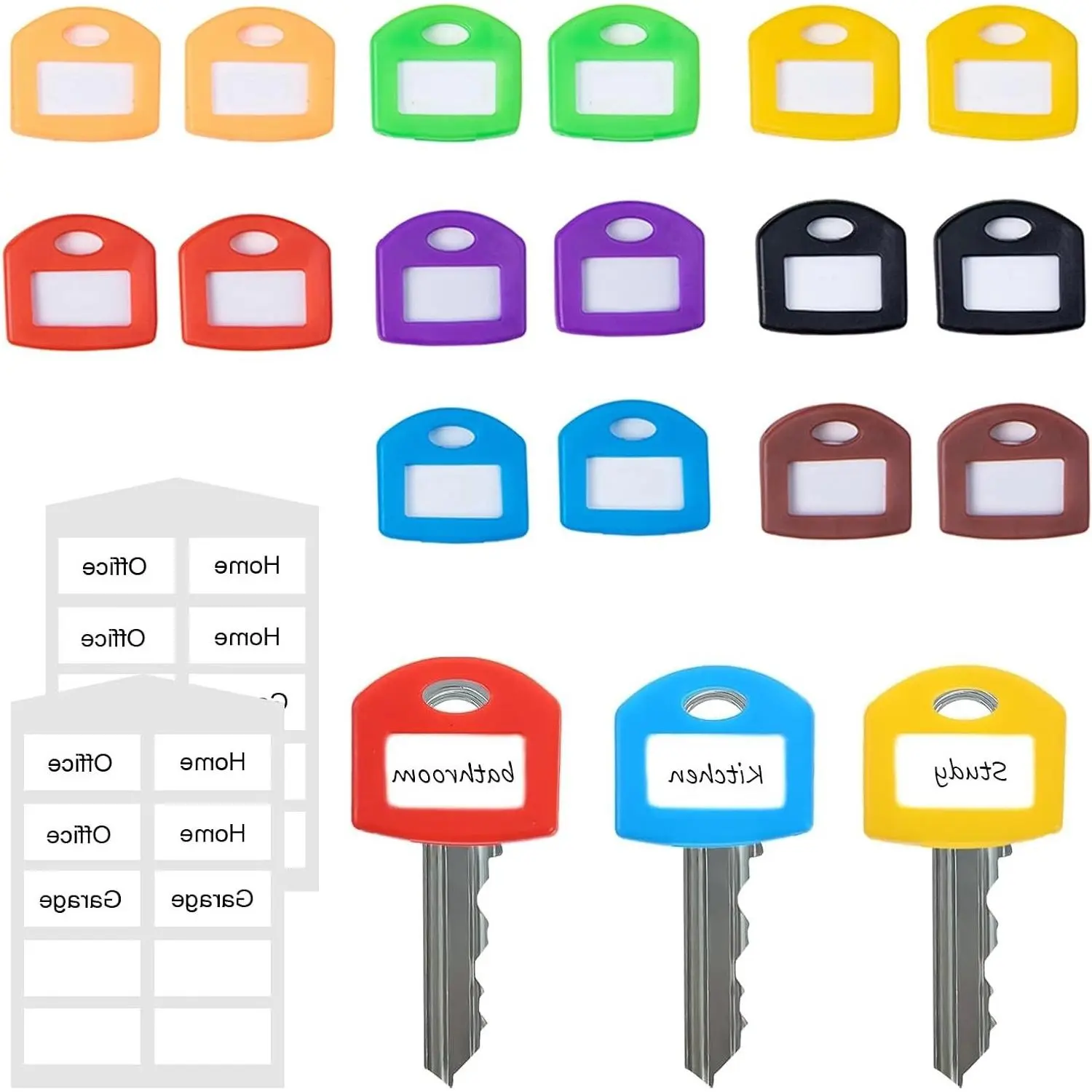 16 Pcs Colored Silicone Key Cover Caps with Blank Labels, Color-Coded Key Tags for House Keys, Protective Key Sleeves for Easy OrganizationGift