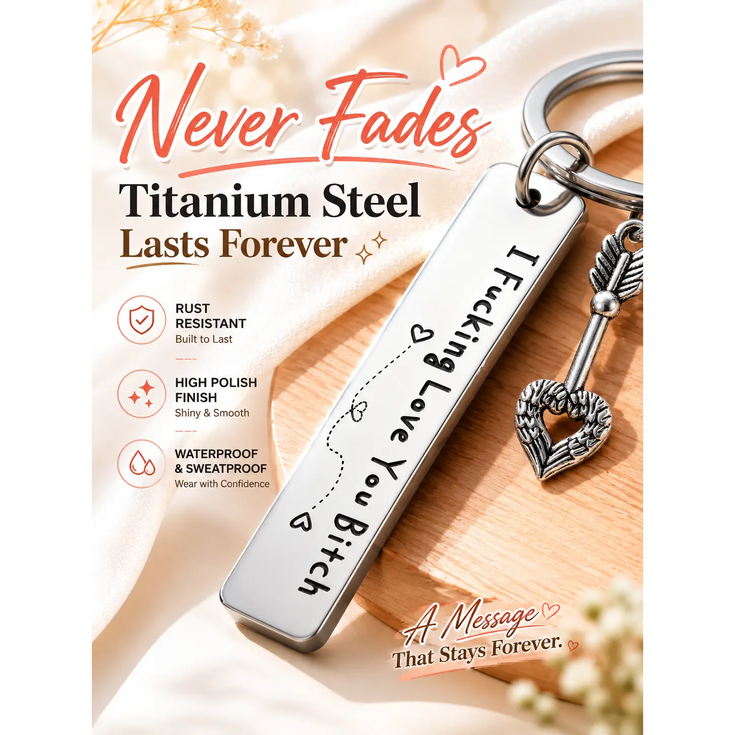 Best Friend Keychain for Women, Friendship Keychain Engraved "I Love You", Stainless Steel Keyring, Birthday Christmas Gift for Female Friends