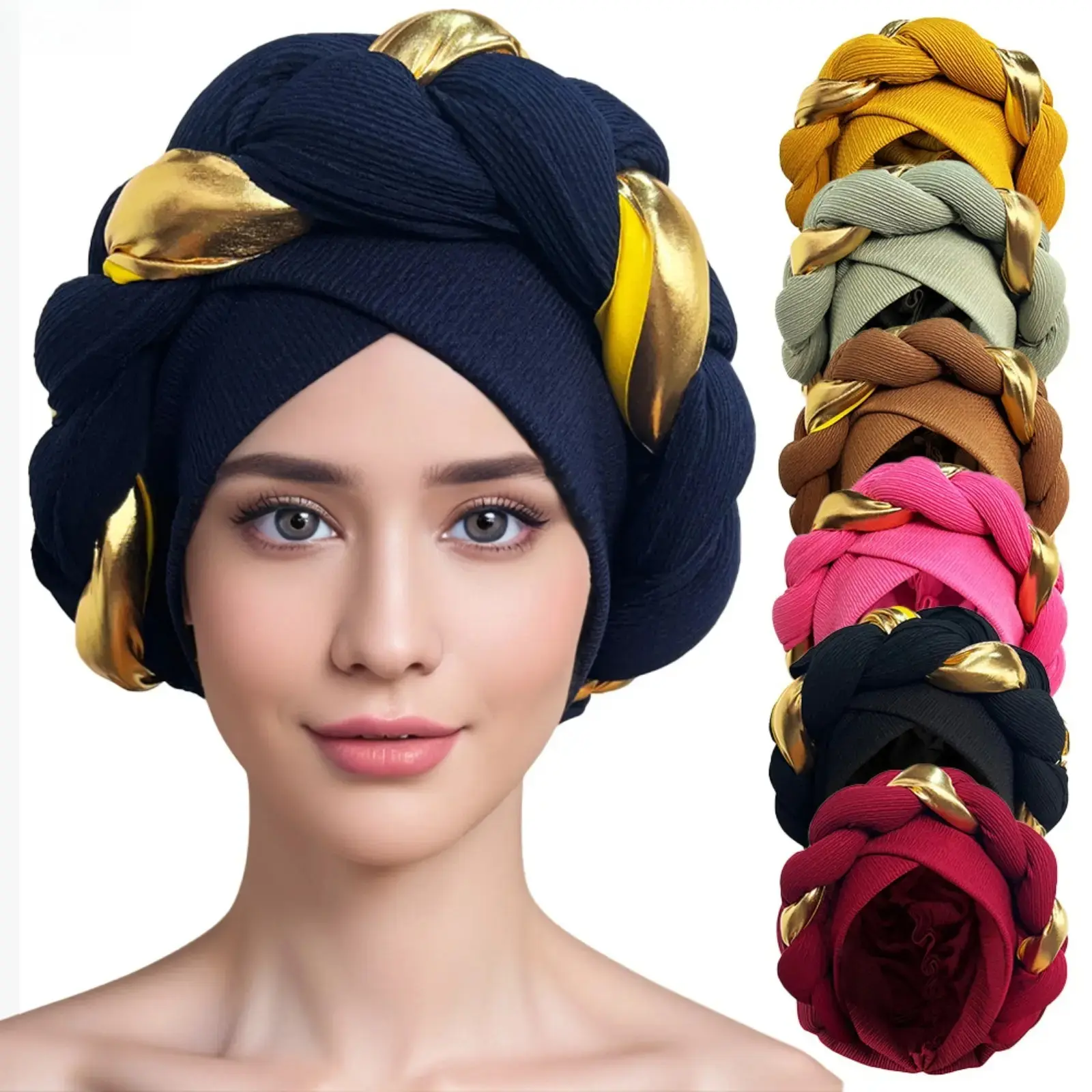 Women’s Ethnic-Inspired Color-Block Twisted Braid Head Wrap – Soft Elastic Turban Headband, Thick Cross-Design Fashion Hair Accessory for Daily Styling, Casual Outings, Vacation & Boho Chic Looks