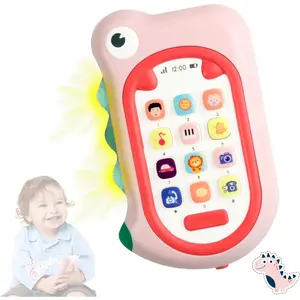 Toys for Babies 6-12 Months Girls, Dinosaur Baby Phone Toy Baby Girl Gifts with 80+ Sound Effects Color Changing Light 1 Year Old Girl Birthday Gift Stocking Stuffers 6 Months +