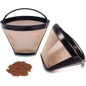 Reusable No.4 Cone Coffee Maker Filters for Ninja Coffee Bar Brewer Replacement Permanent Basket Filter (2 Coffee Filters)
