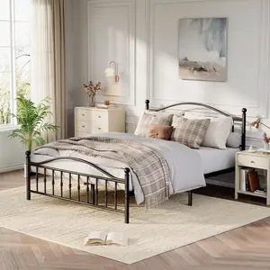 Twin Size Black Sturdy Metal Platform Bed Frame with Headboard, Stable Noise-Free Mattress Support Base, Fast Simple Assembly, No Box Spring Required for Small Bedrooms