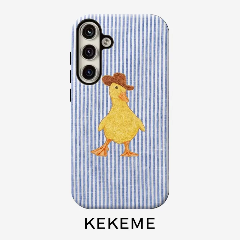 Vertical yellow duck creative pattern, 2-in-1 phone case for iPhone and Samsung Galaxy S26 S25 S24 S23 S22 S21 FE Plus EDGE Ultra, A57 A37 A17 A26 A36 A56 A07 A16 A27 A25 A35 A55 A06 A15 A24 A54 A05 A14 A23 A33 A53 A04 A13