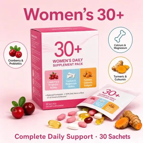 Women Daily Supplement with Multivitamin Calcium Magnesium Cranberry Probiotics Turmeric Collagen Krill Oil 30Day Skin Hair Antiaging Stress Support