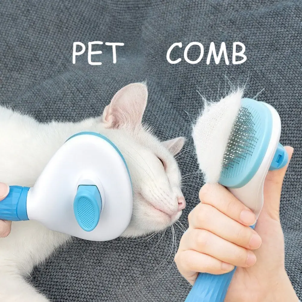 One-Click Self-Cleaning Pet Slicker Brush Gentle Round Pin Grooming Comb Removes Loose Undercoat & Tangles for Cats and Dogs