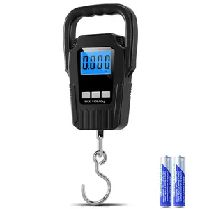 Digital Fish Scale Hanging Scale Fishing Scale, 110lb/50kg Luggage Scale,Fish Weighing Scale, Upgrade Large Handle & Backlit LCD Display, Black,Fishing Gifts  Men,Black