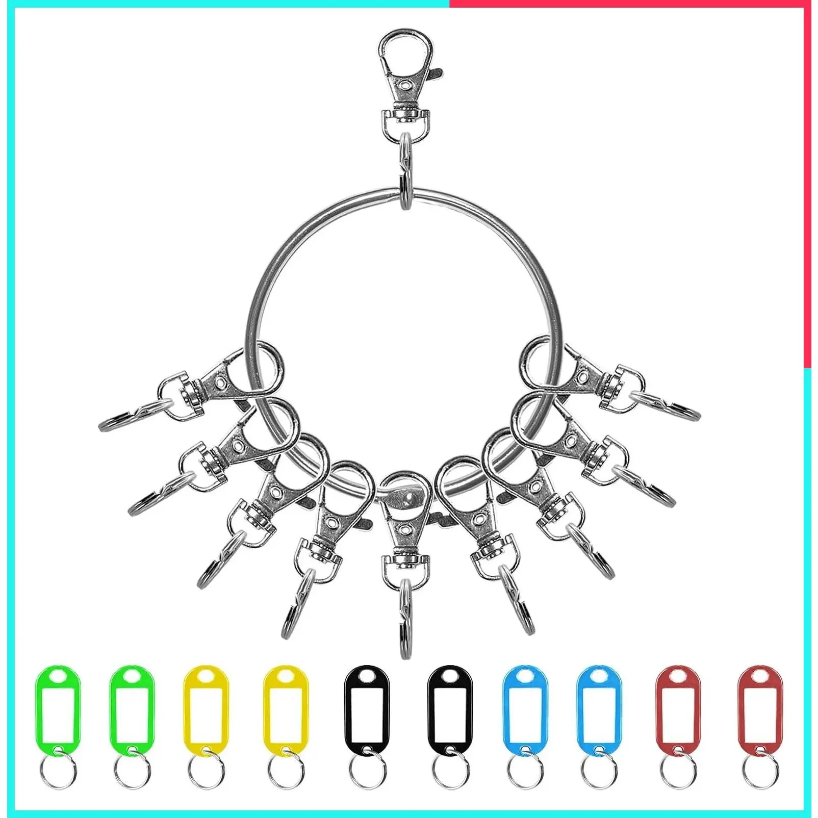 21-Pack Large 3.5" Key Rings with Labels - Heavy Duty Metal Keychain Organizer for Janitors, Landlords, Offices, Hotels, Schools, Warehouses & Apartments