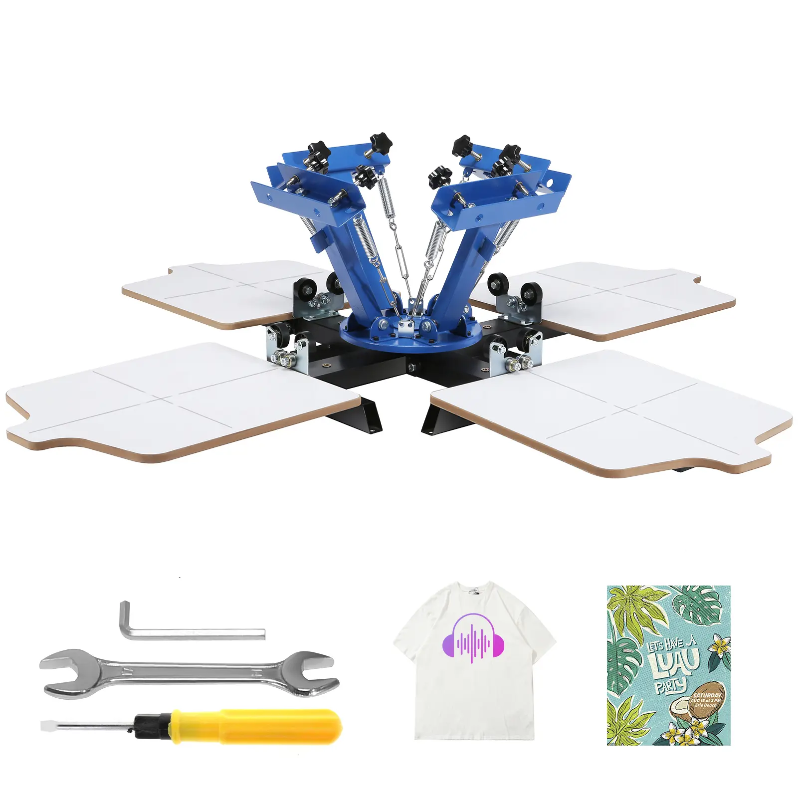 Screen Printing Machine, Color Station Rotable Silk Screen Printing Press, Cold Rolled Steel Construction, Electrostatic Spraying Finish, Home & Commercial Dual-use