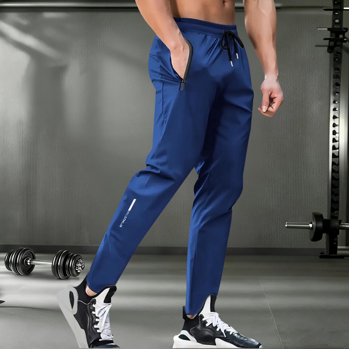 Men's 3-piece set ice silk breathable sports pants - moisture-wicking, quick-dry, lightweight, loose fit, suitable for outdoor training, gym workouts, hiking