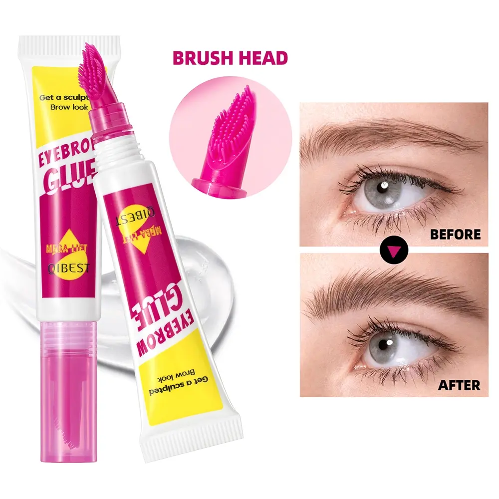 Clear Eyebrow Glue Gel, Waterproof Sweat Proof Long Lasting Brow Styling Wax with Comb Brush, Quick Dry Transparent Brow Setting Gel for 3D Wild Feather Eyebrows, All Day Hold Eyebrow Makeup Fixer, Eyebrow Makeup Products