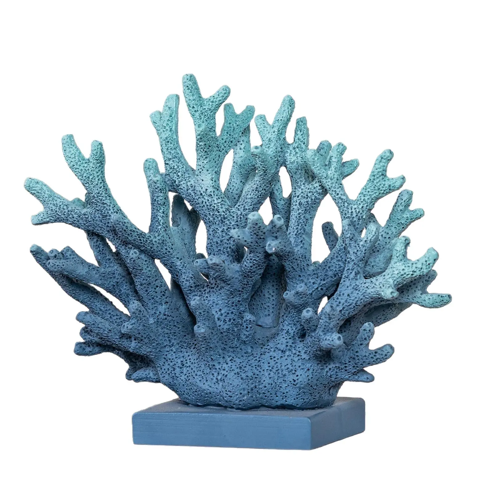 Resin Blue Coral Sculpture Decor, Imitation Coral Textured Statue, Ocean Themed Ornament for Garden, Balcony, Aquarium, Coffee Table, Desktop