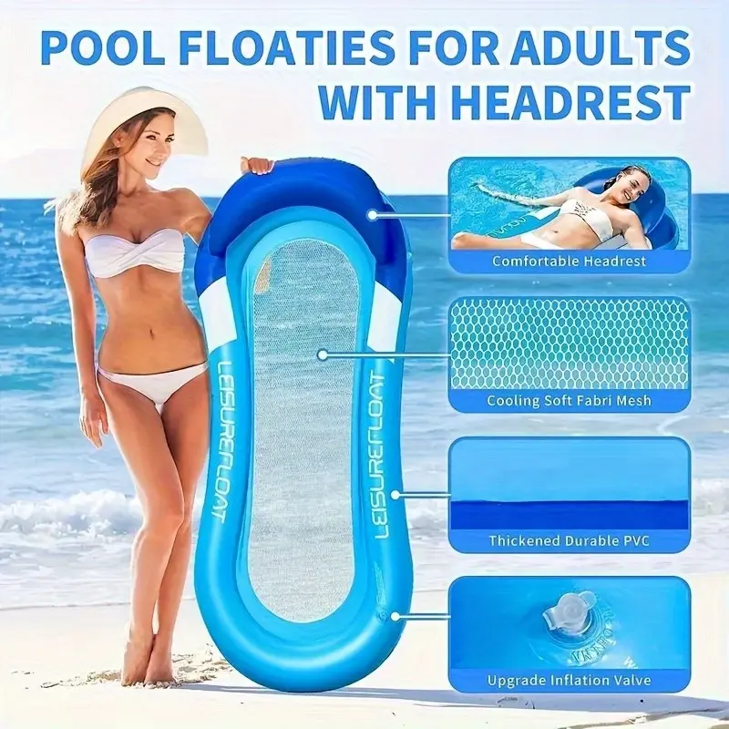 Durable Thick PVC Inflatable Pool Float Bed, Soft Comfortable Water Mattress, Ideal for Home Pools, Courtyards, Summer Relaxation