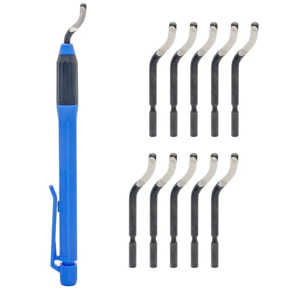 Deburring Tool Set NO2000 with 11 High Speed Steel Swivel , 360  Rotary  for Metal, , , Copper, Plastic,  Printing, Brass, PVC Pipes - Ideal for Plumbing - Burr Removal