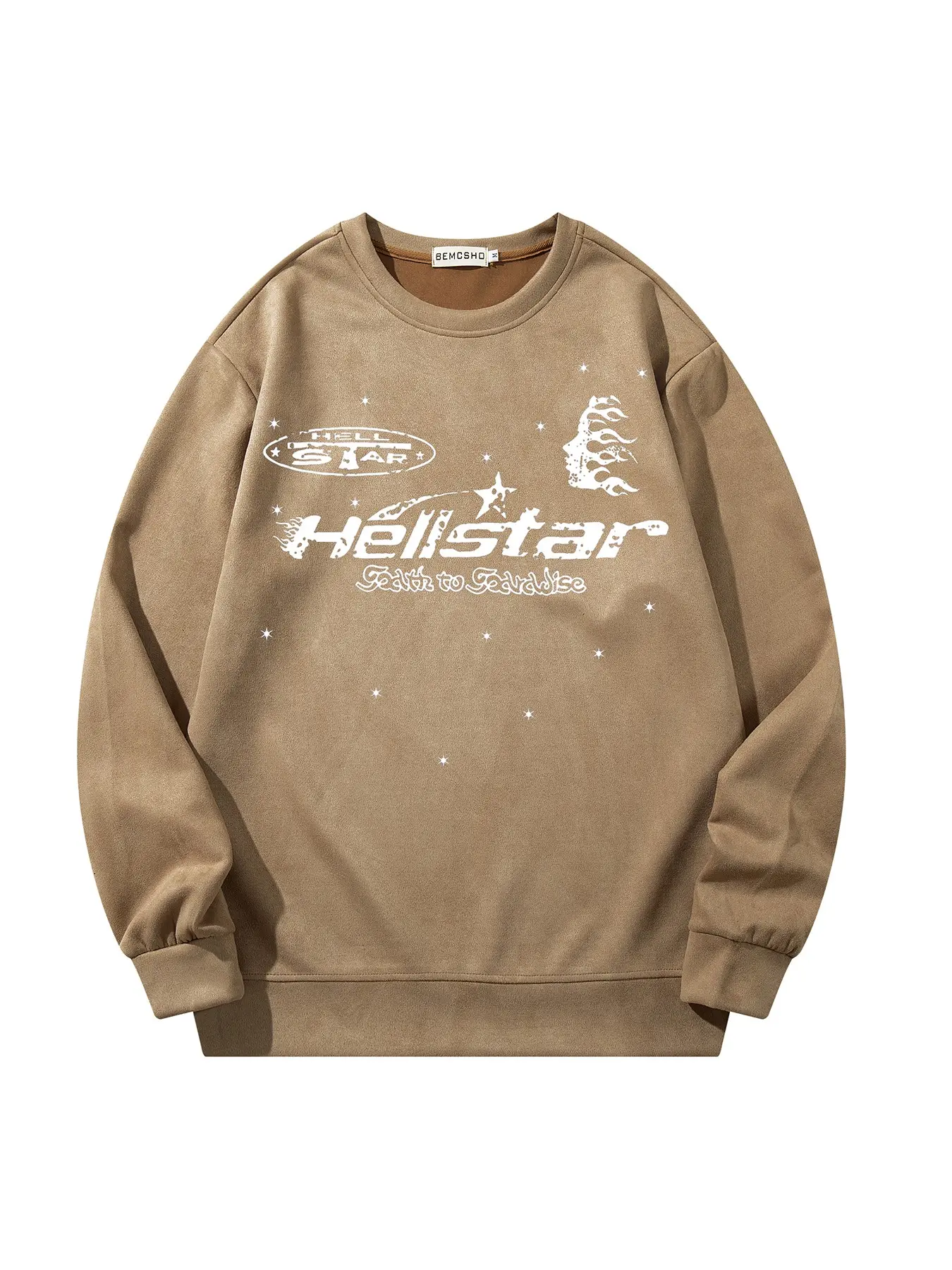 Men's Retro Streetwear Sweatshirt, Letter and Flame Star Print, Fall New Fashion, Casual Long Sleeve Top, Versatile and Trendy, Bold Edgy Style