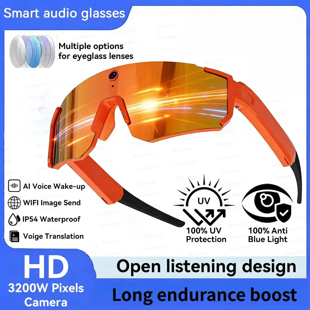 2026 Ai Skiing Smart Glasses, 800w HD Anti-Shake Camera, Action Capture Goggles, Men's 3D Surround Sound, Ai Chat Call, Sport Sunglasses