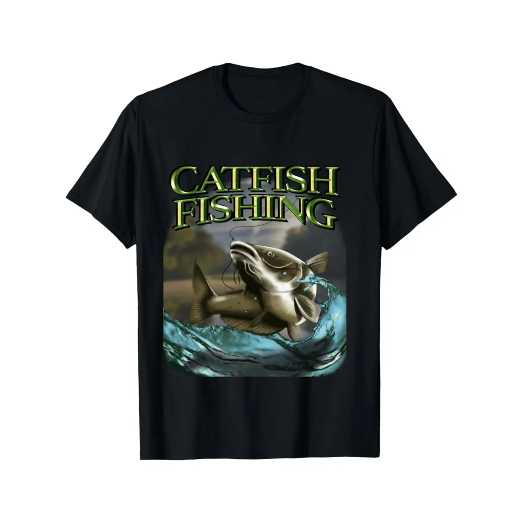 Catfish Fishing Graphic Oversized Pure Cotton T-Shirt,Outdoor Angling Comfort Fashion Outfit,Fisherman Casual Tee,Best Father's Day Birthday Gift For Fishing Lovers Family Husband Lover