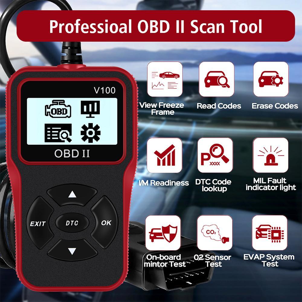 OBD2 Code Reader Scanner, Automotive Scan Tool, Digital Automotive Tester, Multilingual Car Engine Diagnostic Tool with Digital Display, Universal Auto Plug & Play Accessories