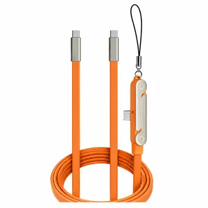 Separate Type-C to Type-C data cable, equipped with detachable folding stand and hanging rope, portable charging cable, suitable for travelers and mobile gamers