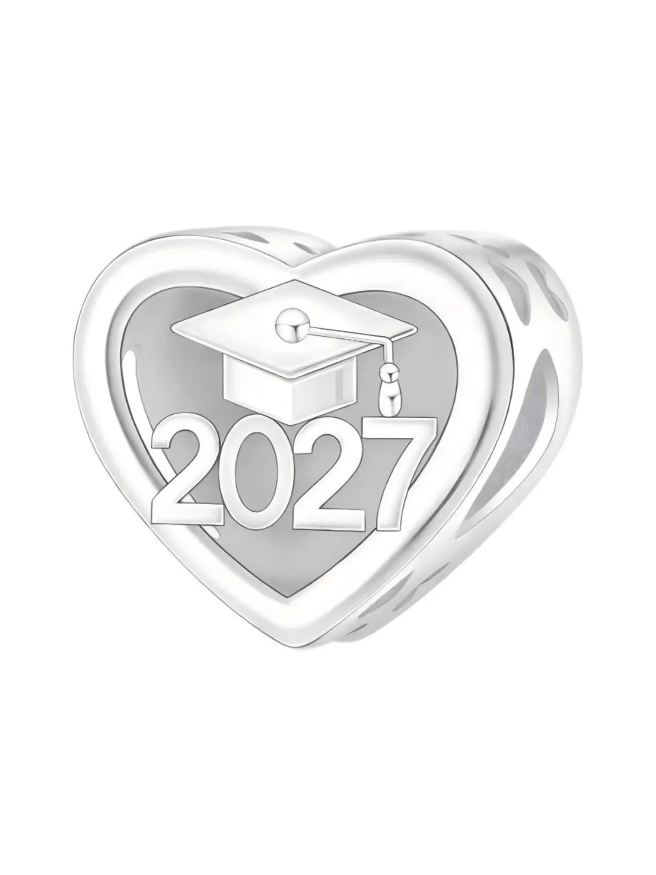 Copper Plated Silver Color Heart Charm, Cute Hollow Out Design, Perfect Graduation Gift, Elegant Daily Accessory, Ideal for Friends