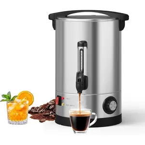 Commercial Stainless Steel Coffee Urn - 70-Cup, 10L/2.6Gal Large Capacity, Double Wall Insulation, Detachable Thermal Carafe for Wedding, Catering, Events
