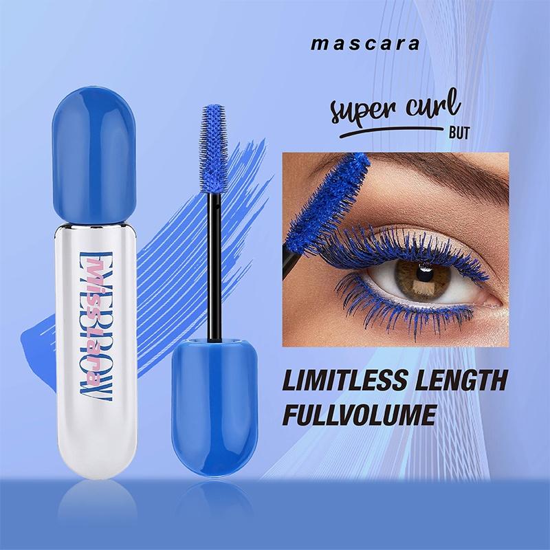 Long Lasting Blue Mascara, 1 Count Natural Curl Eyelashes Mascara for Eyelashes Lengthening Volumizing Defining Fluffy Lashes Mascara, Professional Eye Makeup Products, Cosmetic