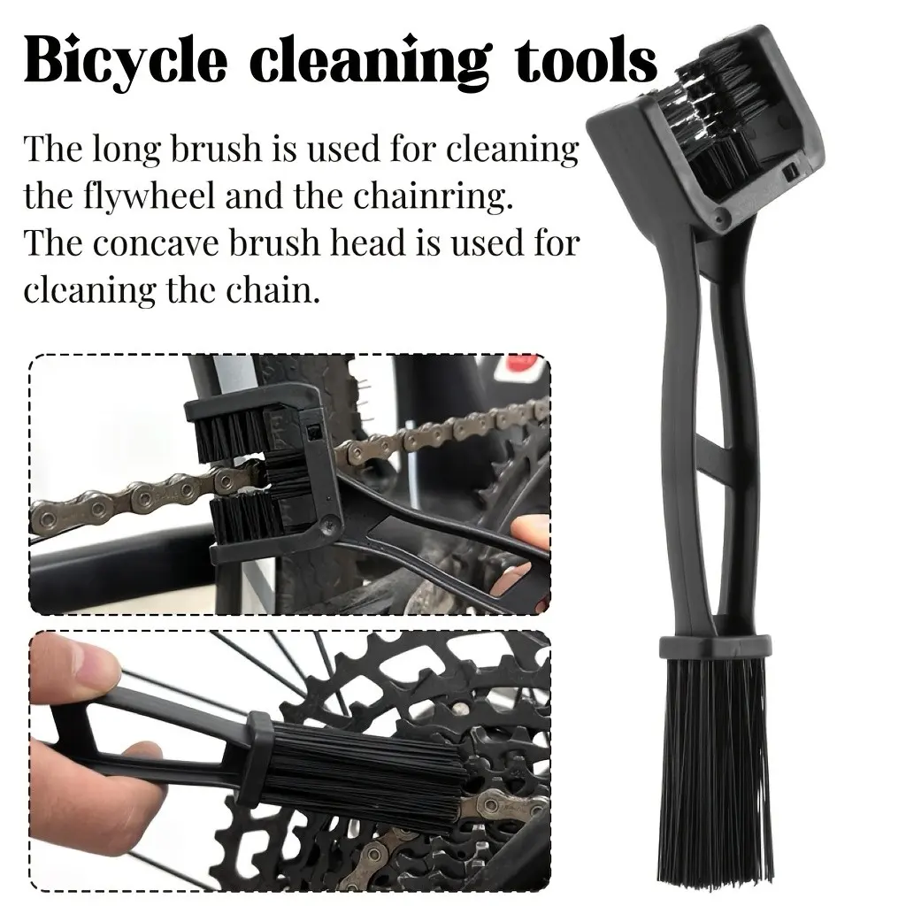 Bicycle Cleaning Tool, Chain Brush for Road and Mountain Bikes, Crank Clean Brush, Motorcycle Bike Chain Cleaner, Long Handle Brush