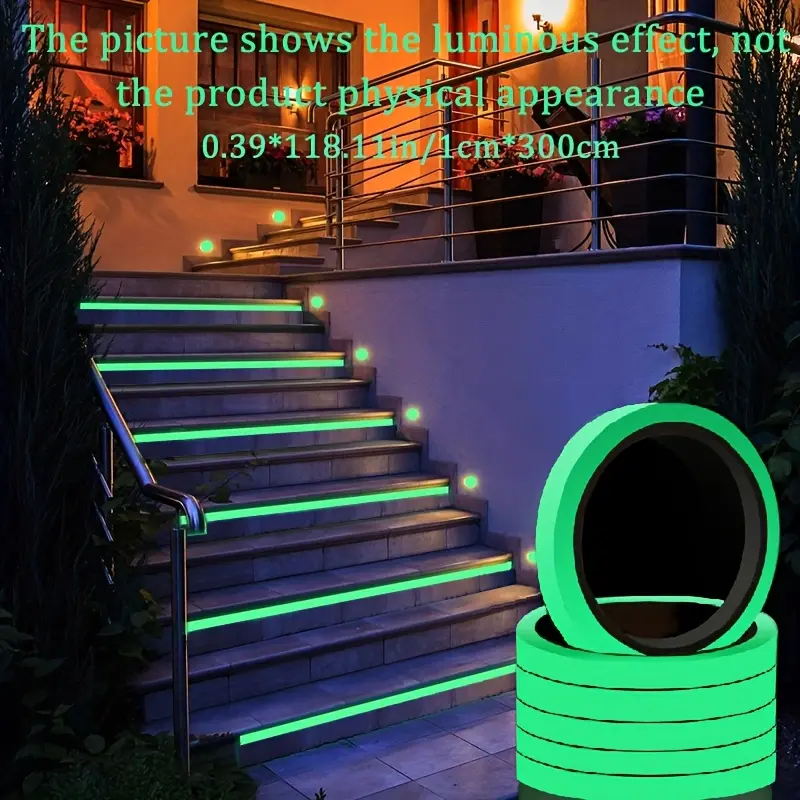 [Glow-in-the-Dark Safety Tape] 1cm x 300cm Glow-in-the-Dark Safety Tape | Self-Adhesive, Suitable for Stairs, Walls and Outdoor Use