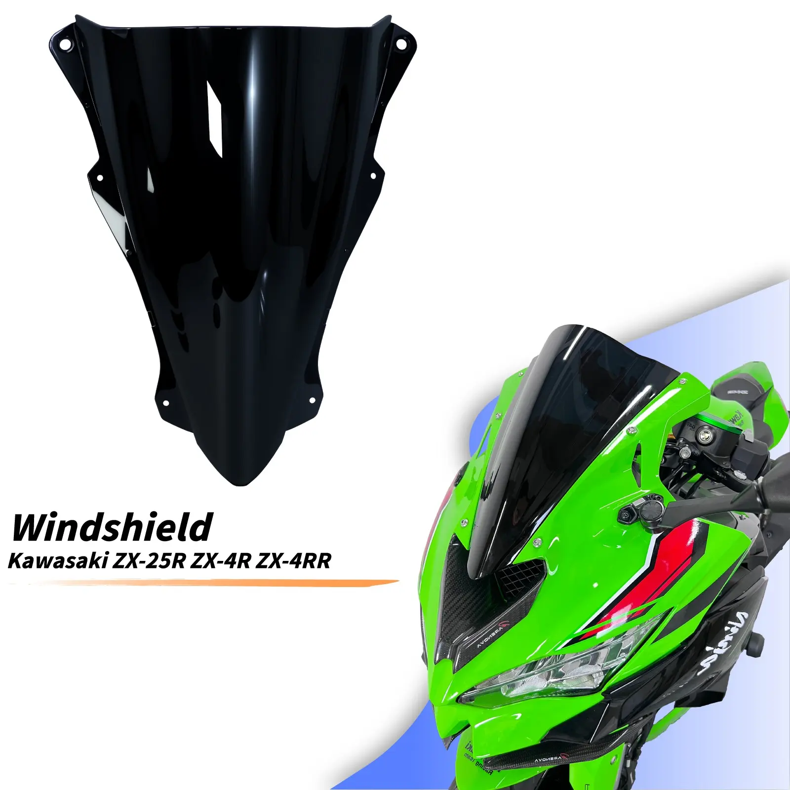 Motorcycle Front Windshield, Racing Fairing Hood, Compatible with Kawasaki Ninja Zx25r Zx4r Zx4rr, Durable & Aesthetic Design