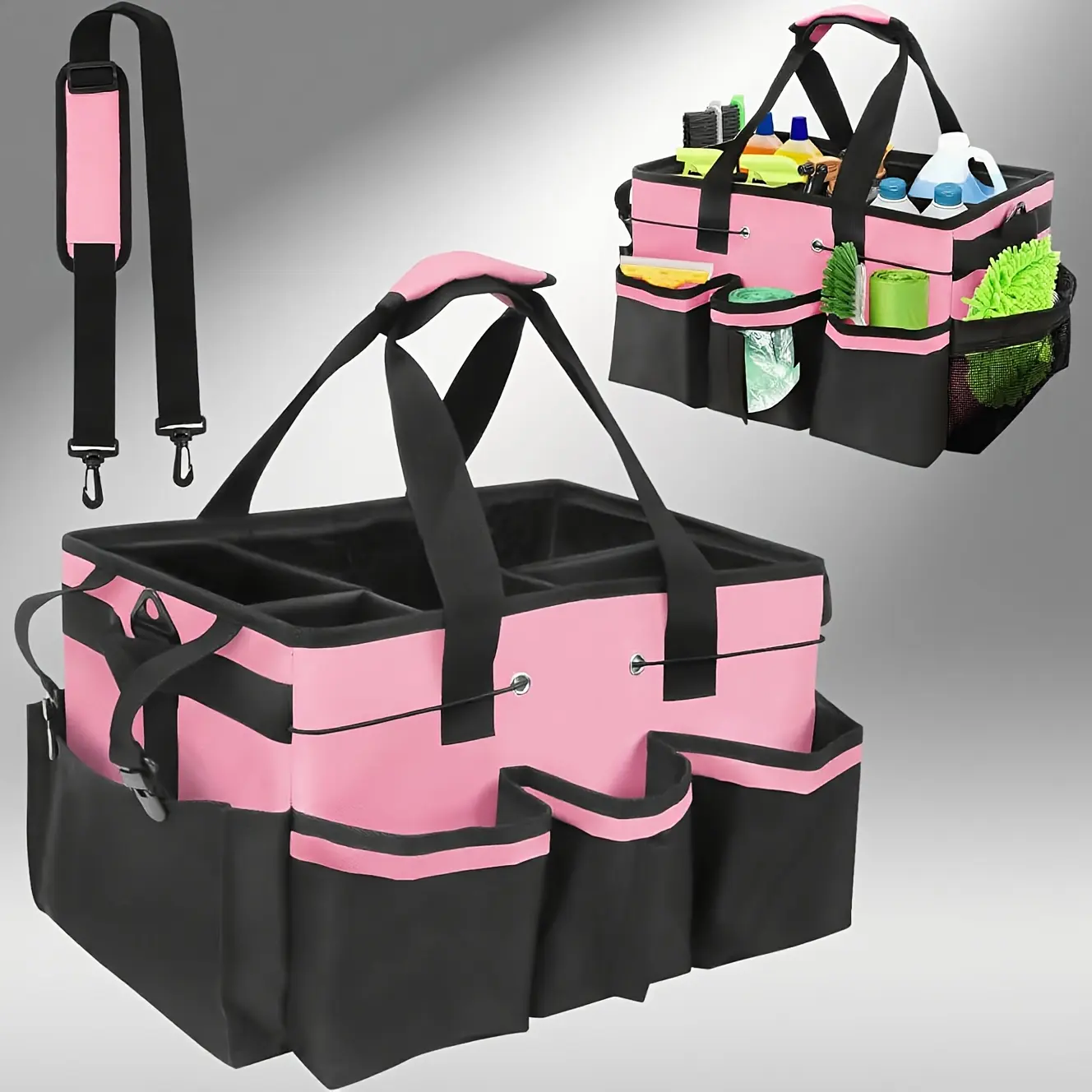 Practical Large Capacity Multifunctional Tool Storage Bag - Foldable Partition, Shoulder Strap, Portable Gym Sports Duffle (Sports & Outdoor Accessory for Cleaning, Gardening)