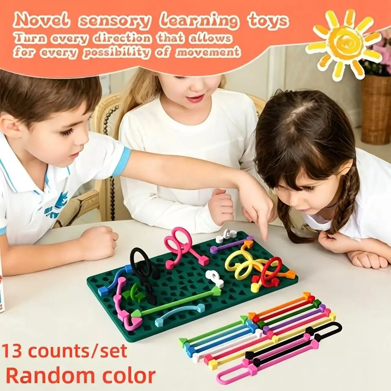 Geometry Shape Relaxation Stress Relief Board Fidget Gift Set, Includes 12 Pressure Bars & Portable Storage Bag, Ideal for Kids & Teens