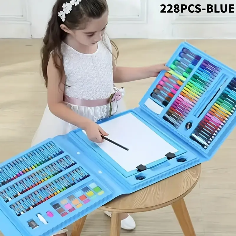 208-Piece Art Supplies Set, Kids Painting Kit, Coloring Supplies, Includes Oil Paints, Crayons, Acrylic Markers, Watercolor Brushes, Artist Gift, Drawing Tools, Arts And Crafts Supplies