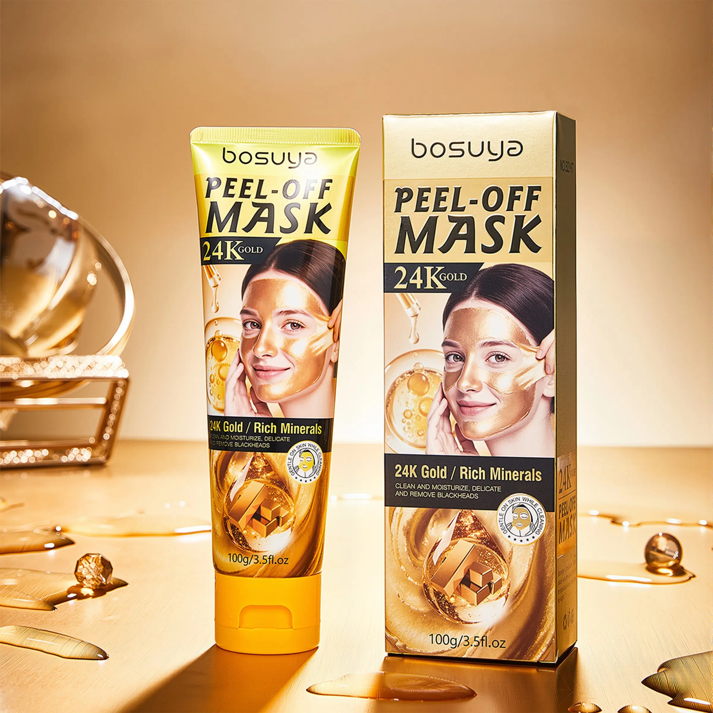 24K Gold Mineral Peel-off Face Mask, Treatment Gel Mask, Pore Minimizer, Moisturizing Hydrating Firming Mask Remove Impurities & Dark Spots
